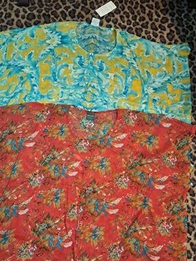 Sunflower NWT Women’s Kimono Cover-up OSFM Sheer Set of 2 One Turquoise One Red